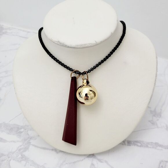 Brand New Black Chain With Gold Ball Necklace - Picture 2 of 6